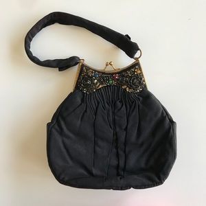 Jeweled quilted floral vintage clutch evening bag